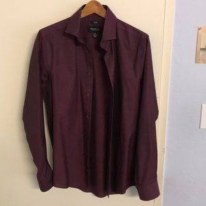 Maroon/burgundy non iron slim fit dress shirt